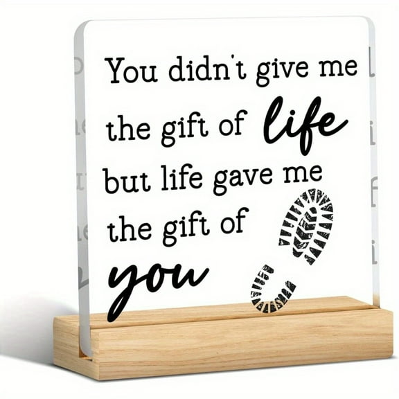 Gifts For Step Dad Bonus Dad Fathers Day From Daughter Son Boys Girls Funny Stepdad Christmas Birthday Gifts From Step Daughter Acrylic Decor Signs For Home Office 4X4 Inches