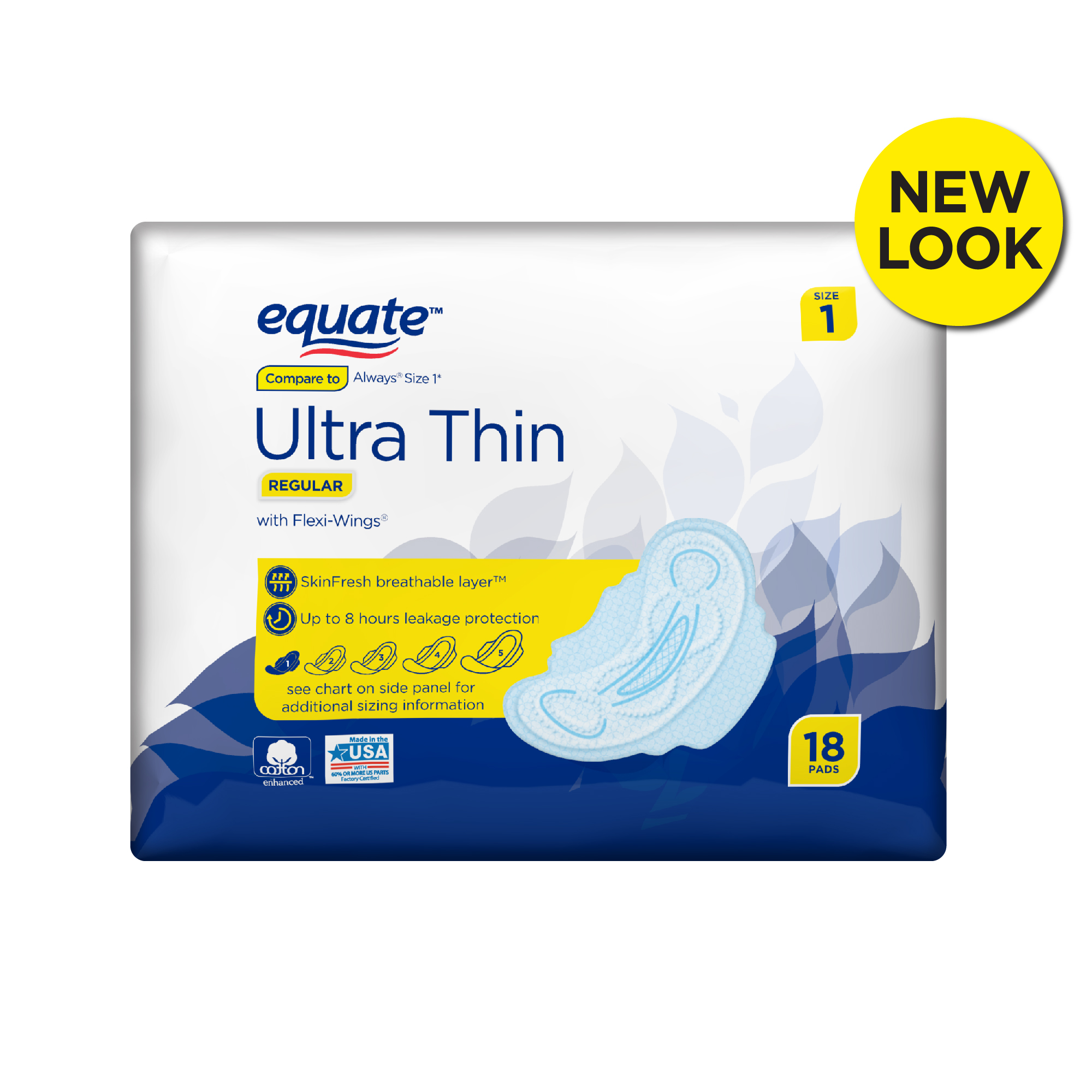 681131026420 UPC Equate Ultra Thin Pads With Flexiwings, Regular, Size