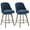 Linen / Blue -【Set of 2 】- 26" Counter Height, variant on Foreate Swivel PU Bar Stools Set of 2, 26" Counter Height, Uholstered Leather with Mid-Back & Wood Legs, Modern Chair Island Stool for Kitchen Pub, Blue