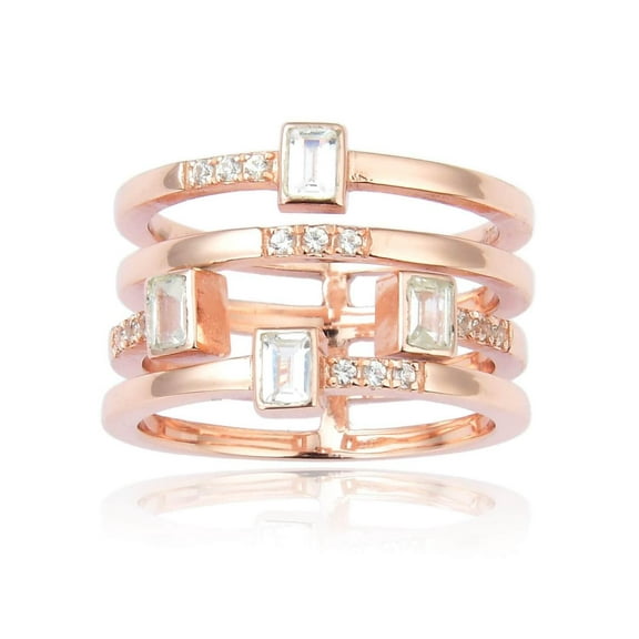 White Sapphire Four Band Fashion Ring