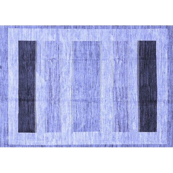 Ahgly Company Machine Washable Indoor Rectangle Abstract Blue Modern Area Rugs, 4' x 6'