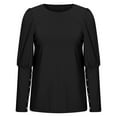 thumbnail image 5 of YWDJ Graphic Tees for Women Fashion Casual Long Sleeve Buttons Comfortable Solid Color Sweatshirt Tops Blouse Black XXXL, 5 of 6