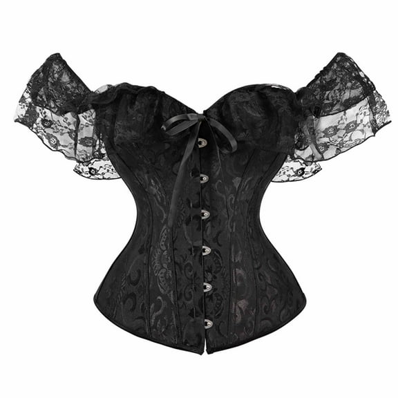 Jsaierl Corset Tops for Women Tummy Control Lace Up Steampunk Renaissance Corset Retro Overbust Corsets Casual Bustier Shapewear