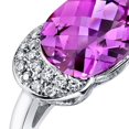 thumbnail image 2 of PEORA 14K White Gold 2.53 Carats Created Pink Sapphire with Genuine Diamond Ring, AAA Grade Oval Shape 9x7mm, Comfort Fit, 2 of 3