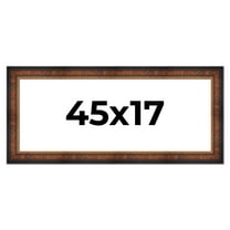 45x17 Frame Brown Walnut Gold Ornate Trim Solid Wood Plein Air Picture Frame | 3 Inch Moulding