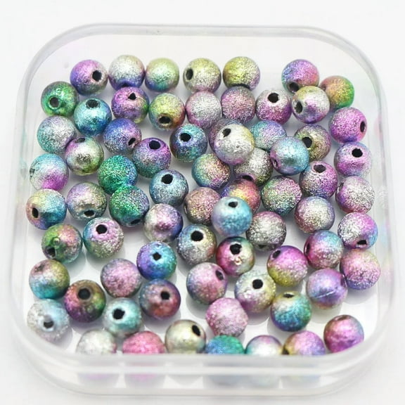 U8MO 500 Peacock Mullti-Color Glitter Acrylic Round Beads 6mm(0.24") Spacer Finding