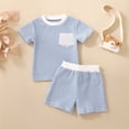 thumbnail image 2 of Zshosam Toddler Boy Spring Clothes Boys Clothing Sets Tagless Loose Athletic Performance Crew Neck T-Shirt and Short Outfits Size 18 24 Months,(Blue 18-24 Months), 2 of 3