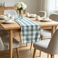 thumbnail image 4 of Linen Blend Checkered Tablecloth for Dining Table Indoor Outdoor Decoration, Rustic Farmhouse Table Runner for Wedding Party Banquet Home Decor, 4 of 5
