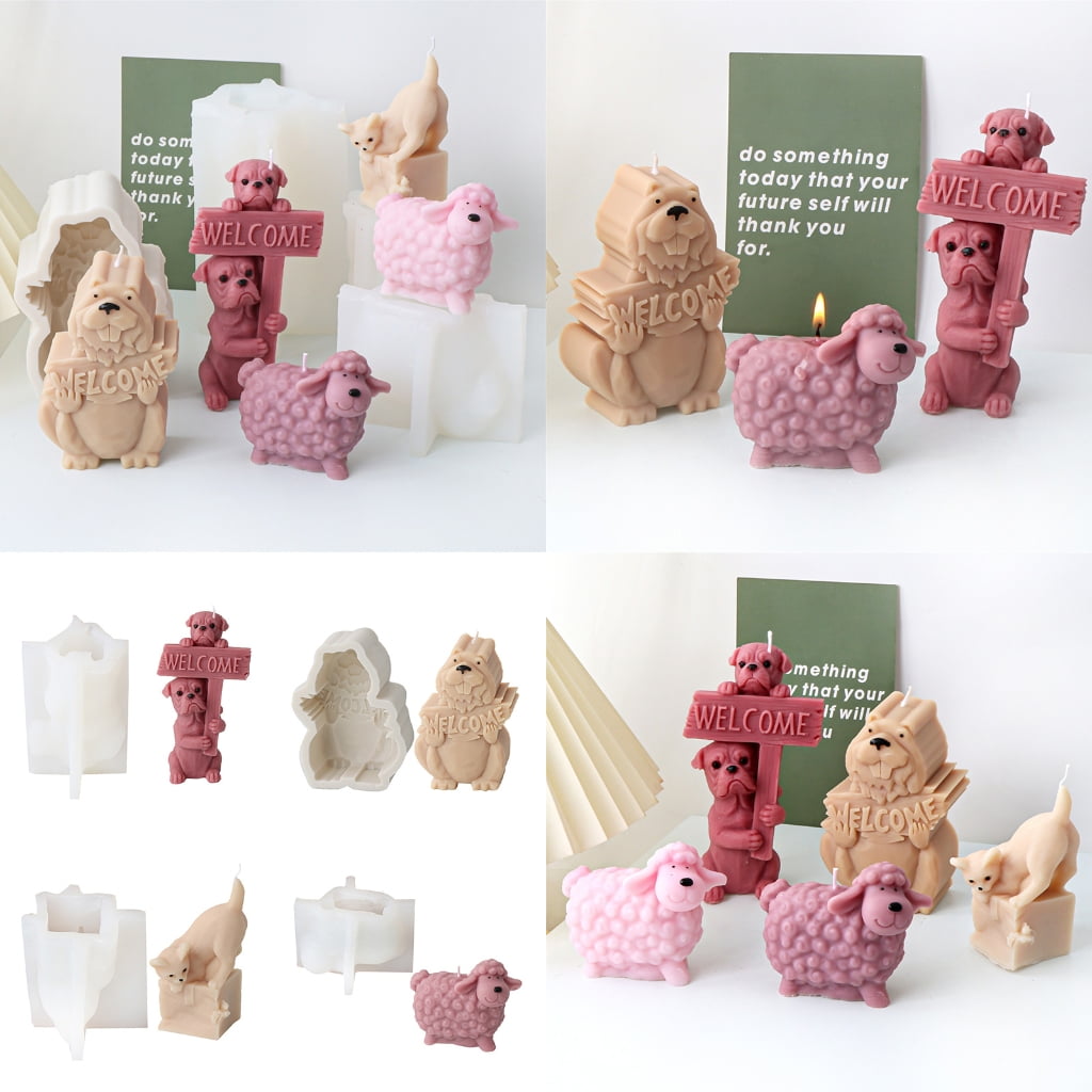 BQBQERT Cats Dog Shaped Silicone Molds Candle Molds for Epoxy Resin, Candle Soap Home Decoration, Plaster Decoration