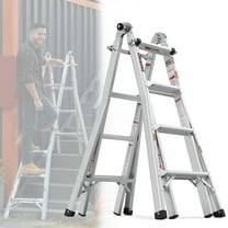 17 FT Little Giant Ladder, 5-in-1 Aluminum Multi Position Ladder, 4 Step Folding Telescoping Ladder, Tall Ladders for Home Ceilings, Indoor Outdoor Professional Use, 250lb Load