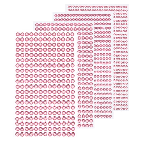 3584 Pcs 8 Hojas de Pegatinas de Rhinestone Rosa Claro 3/4/5/6 mm Gemas Autoadhesivas para Decoración de Manualidades