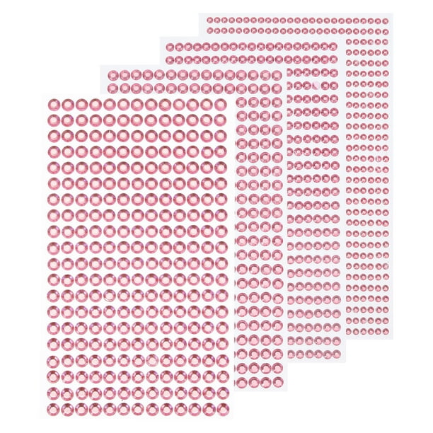 Uxcell 1792 Pcs 4 Hojas de Pegatinas de Rhinestone Rosa Claro 3/4/5/6 mm Gemas Autoadhesivas para Decoración de Manualidades DIY