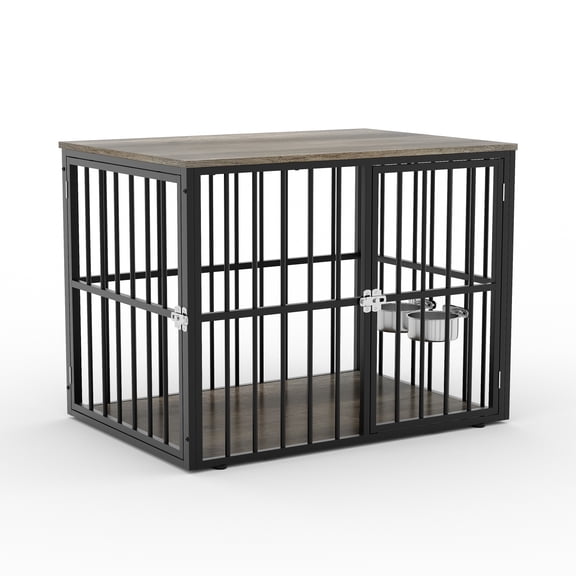 Accreate 43" Large Dog Crate Furniture with Double Door, Heavy Duty Indoor Pet Cage Pet House with Lockable Dog Kennel Furniture & Side End Table for Large/Medium Dogs Wooden Decorative