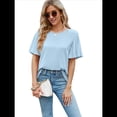 thumbnail image 2 of Tops de Mujer 2025, Camisetas Casuales de Acampanada, Camisetas Básicas de Verano con Cuello Redondo, Blusas Lindas, Azul L, 2 of 7