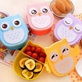 thumbnail image 2 of Bouanq Plastic Portable Cartoon Owl Lunch Box Food Safe Microwave Storage Container, 2 of 5