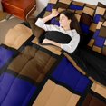 thumbnail image 5 of Castle Fairy Mid Century Square Block King Bedding 7pcs,Minimalist Vertical Grid King Bed in a Bag,Navy Taupe Black,Reversible, 5 of 7
