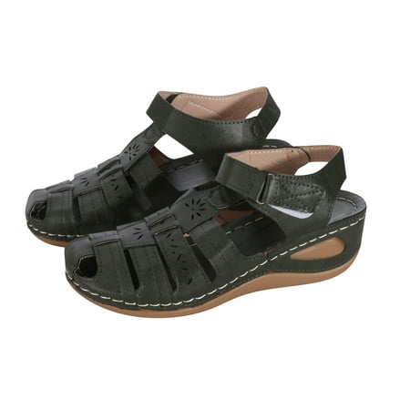 

BRISEZZS Womens Flat Sandals- Hollow Casual Open Toe Summer Sandals #318 Green