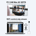 thumbnail image 2 of Caméra 4K 60FPS HDR FPV Zoom 8X WiFi JPG+RAW -Compatible/AV USB pour Pièces de Modèle RC FPV, 2 of 6