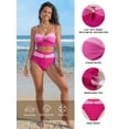 thumbnail image 3 of DOKOTOO Womens Bikini Swimsuits 2 Piece High Waisted Tummy Control Metal Swim Bathing Suit Rose Red XL US16-18, 3 of 10