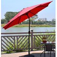 thumbnail image 1 of Parasol de Patio Rond de 9 Pi avec Inclinaison et Manivelle, 8 Nervures Robustes Parasol de Marché Extérieur Centré Abri Solaire Parasol de Table, 1 of 7