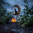 thumbnail image 6 of Halloween Black Cat Stake Light, Waterproof Solar Black Cat on Crescent Moon with Hanging Pumpkin Lantern, Outdoor Halloween Yard Decor for Garden, Patio, Lawn, Pathway,33in,B, 6 of 7