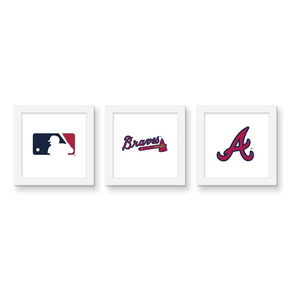 Gallery Pops MLB Atlanta Braves - Team Wall Art Bundle (3-Pack), White Framed Version, 12" x 12"
