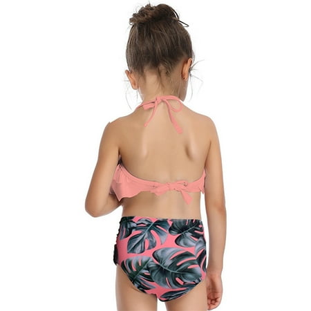 

dmqupv Big Girls Swimsuits Size 14-16 Bikini Wear Ruffles Little Suit 212Y Baby Floral Swimwear Kid Bathing Suits Two Piece Pink 6-8 Years