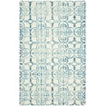 thumbnail image 2 of Safavieh Dip Dye Flower Distressed Wool Area Rug, Ivory/Turquoise, 6' x 9', 2 of 7