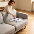 thumbnail image 3 of Handheld dual-roll carpet brush with bidirectional rotating bristles; eco-friendly, reusable brush designed for removing hair and dust from bedding, sofas, and carpets.,Blue, 3 of 7