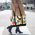 thumbnail image 4 of FORMRS Canvas Laptop Tote Bag for Women with 15.6" Computer Compartments Shoulder Handbag, Blue Geometric, 4 of 7