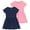 NAVY/LIGHT PINK, variant on Pink Angel Girls' 2-Pack Short Sleeve Cotton Dresses - Superior Comfort, Breathable, Durable, and Easy Maintenance