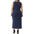 thumbnail image 3 of Agnes Orinda Women's Plus Size Elegant Knit Slit Tank Midi Ruched Sleeveless Summer Bodycon Dresses, 3 of 5