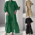 thumbnail image 1 of Gspmoly Robes d'Été pour Femmes, Mode pour Femmes Col Rond Ample Manches Trois Quarts Robe Unie Longueur Cheville Robe Longue Robes de Mariage pour Femmes Liquidation, 1 of 8