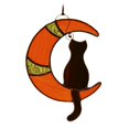 thumbnail image 1 of Adornos de ventana de gato en la luna hechos a mano para decoración del hogar, jardín, oficina y bebé. amarillo, 1 of 9