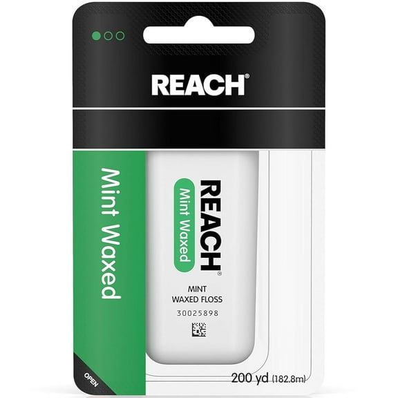 REACH Mint Waxed Floss 200 Yards (Pack of 8)