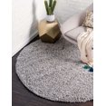 thumbnail image 1 of Unique Loom Solo Solid Shag Collection Area Modern Plush Rug Lush & Soft, 4' 0 x 4' 0 Round, Cloud Gray, 1 of 15