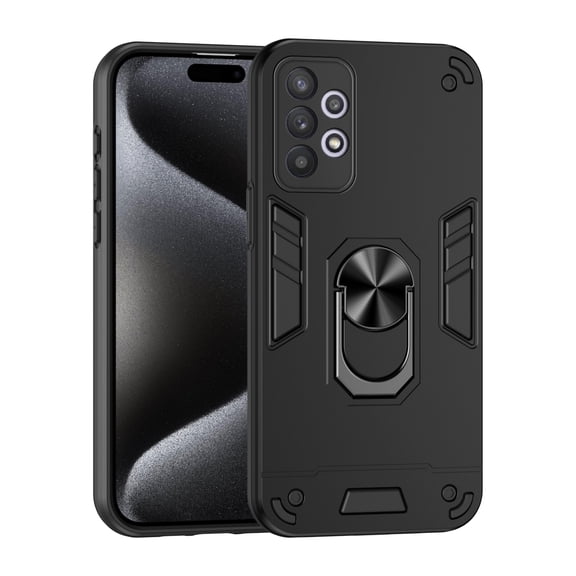 Designed for Samsung Galaxy A32 4G Case, Military Grade Protective Phone Case Rugged Hard PC   Soft TPU Cover with Enhanced Metal Ring Kickstand [Support Magnet Mount], Black