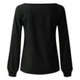 thumbnail image 4 of QLEICOM Women Plus Size Long Sleeve V Neck T Shirts Basic Tee Tops Summer Solid Pullover Blouse Tops Black 3XL, US Size:14, 4 of 6