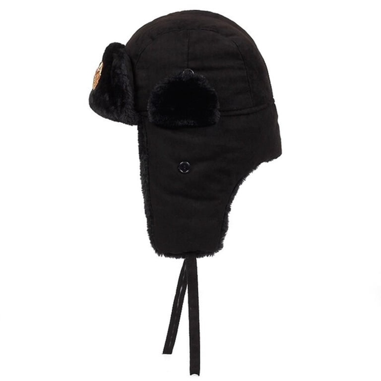 CondFun Cotton Unisex Men Women Russian Ushanka Badge Bomber Hat