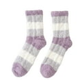 thumbnail image 3 of Winter Socks for Women Fall Fashion Must Haves Fuzzy Toe Warmers Cotton Crew Girls Socks Purple1, 3 of 4