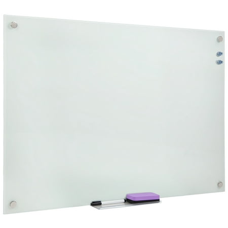 Mount-It! Magnetic Glass Dry Erase Board | Whiteboard with Accessory Tray | 36x24 Inches