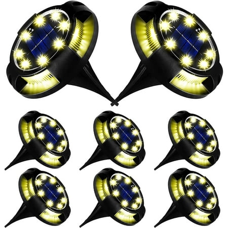 

Solar Ground Lights Outdoor 12 Packs 12 LED Disk Lights Solar Powered Waterproof New In-ground Lights For Garden Deck Stair Step Lawn Patio Driveway Walkway Pathway Yard decoration(White Light 12PACK)