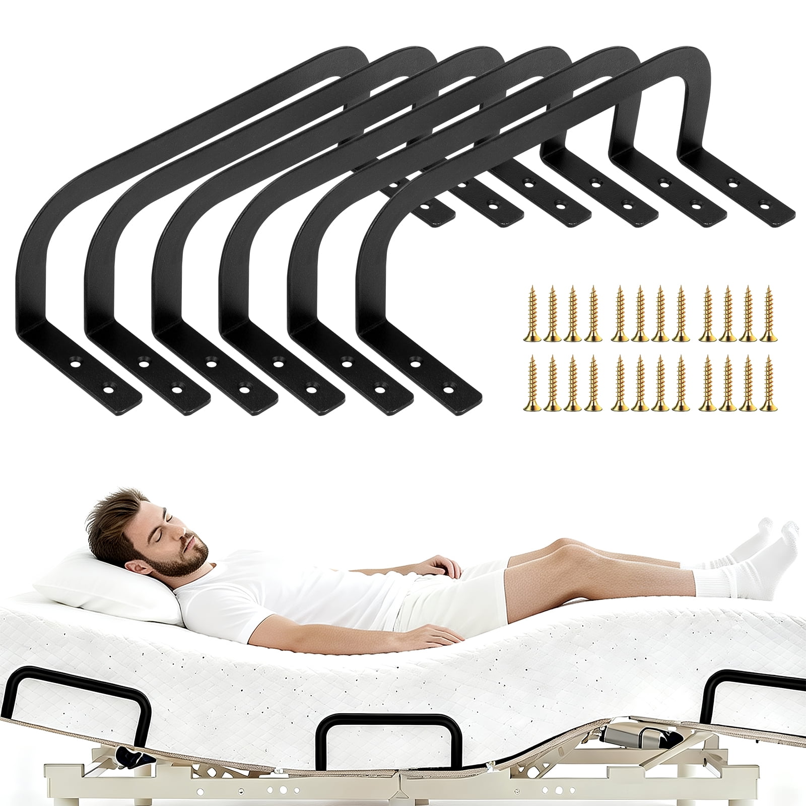 6 Pcs Mattress Slide Stopper, 3.5 Inch Mattress Retainer Bar - Keeps Mattress from Sliding on Platform, Adjustable & RV Beds