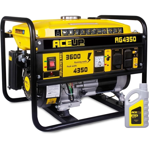 Aceup Energy Portable Generator 4350 Watt Gas Powered Equipmen Kit,  Pull Cord Start，4000W Generator EPA & CARB Compliant