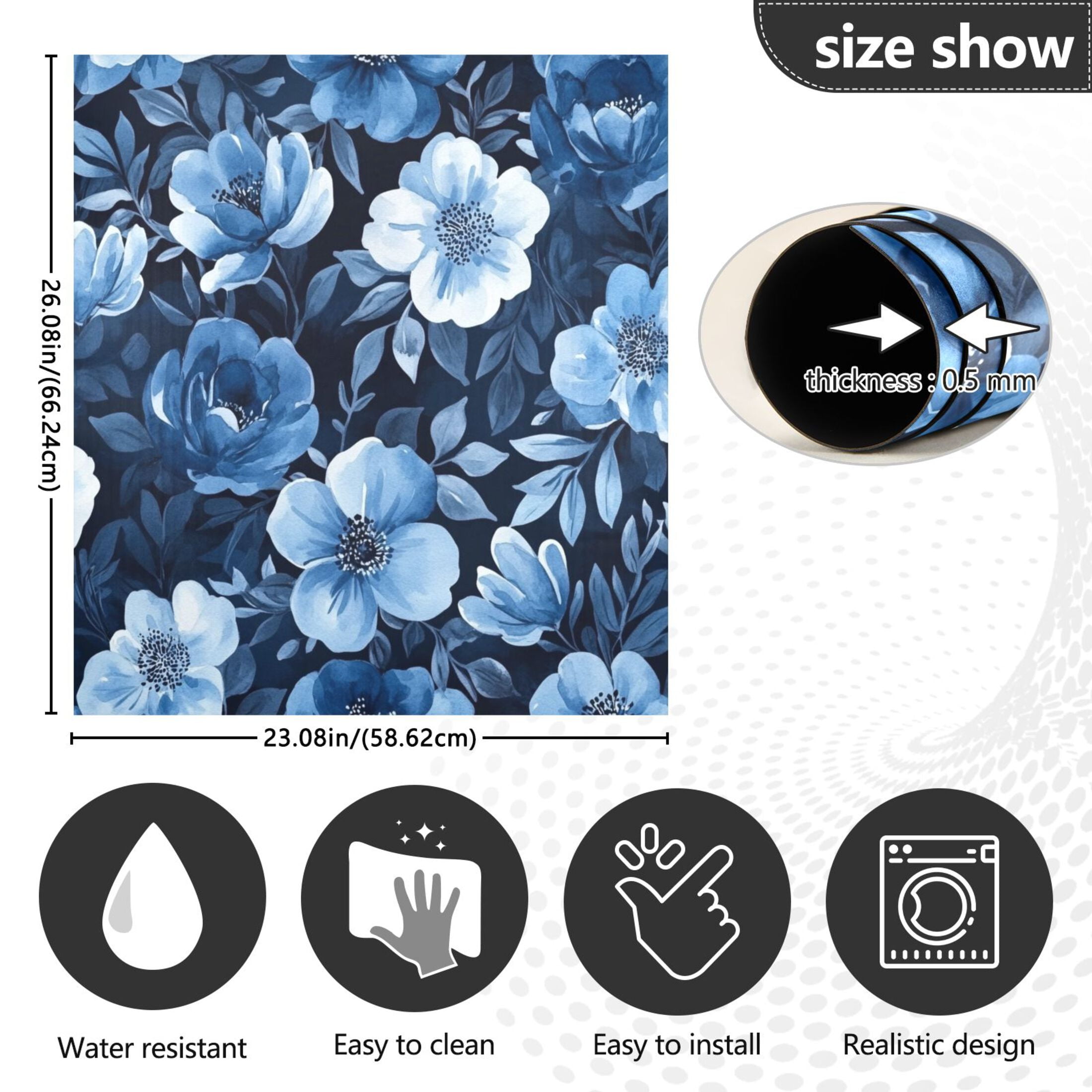 Dishwasher Magnetic Sticker 23x26 Inch Refrigerator Magnetic Sticker Washing Machine Magnetic Sticker Kitchen Panel Magnetic Sticker Home Decor Vibrant Blue Flowers