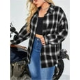 thumbnail image 2 of Weardear Plus Size Flannel Shirts for Women Plaid Button Down Shirts Roll Up Long Sleeve Tops, 2 of 5