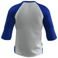 thumbnail image 2 of Champro Sports Complete Game 3/4 Sleeve Baseball Shirt, Adult Medium, White with Royal Sleeves, 2 of 2