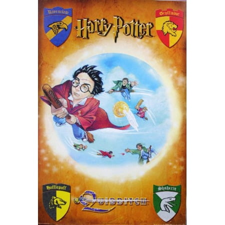 Rare First Day Covers - Harry Potter First Year Quidditch Match Gryffindor Hufflepuff Ravenclaw Slyther 24.5x36.5 Art Poster Print RARE