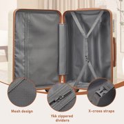 Joyway 3-Piece Luggage Set 20-Inch Carry-On Suitcase with Spinner Wheels TSA Lock Travel Duffel Bag and Toiletry Bag Hardside Lightweight Luggage Beige