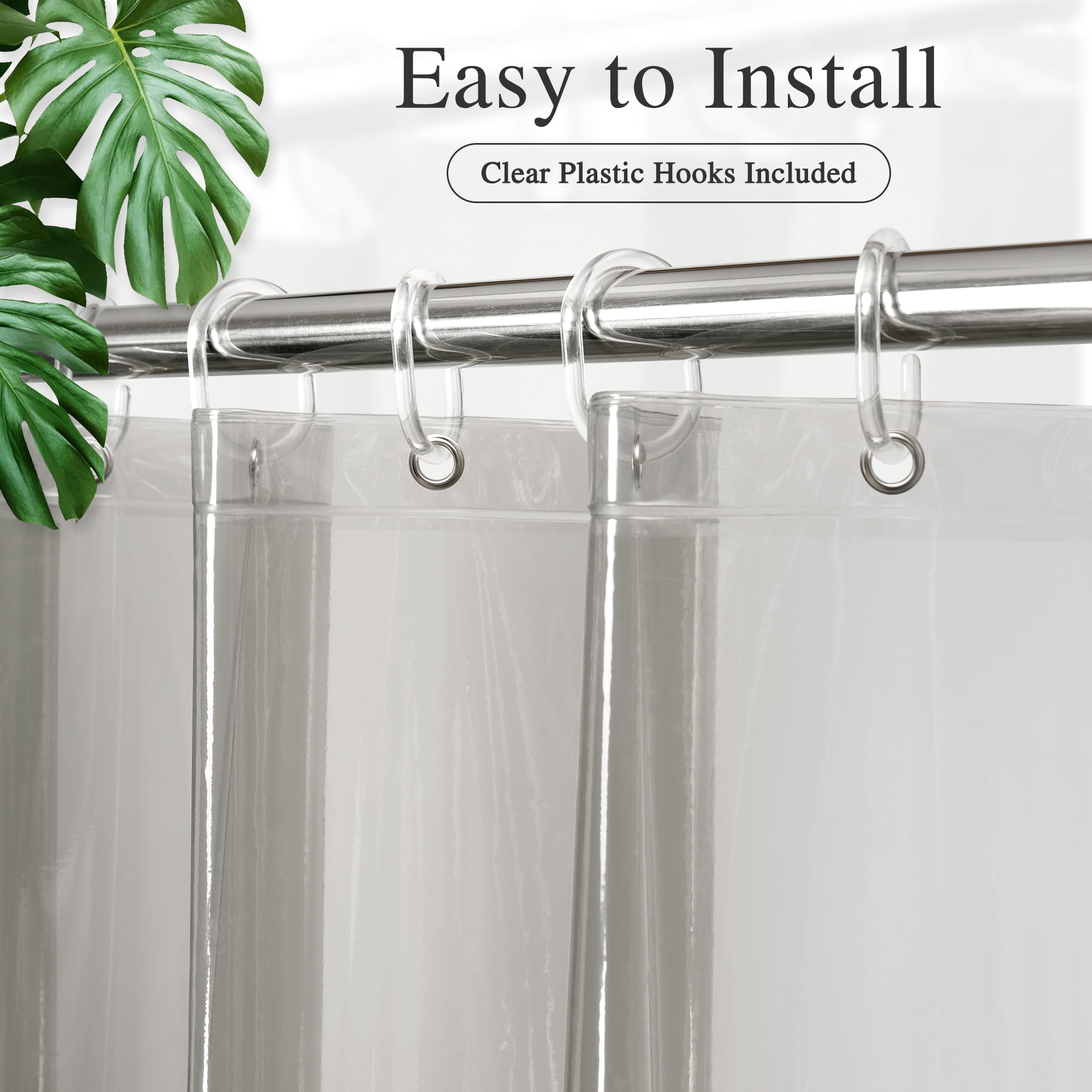 Inosoo Clear Gray Shower Curtain Liner, 100% EVA Heavy Duty & Soft, 72"x 72" , Magnetic